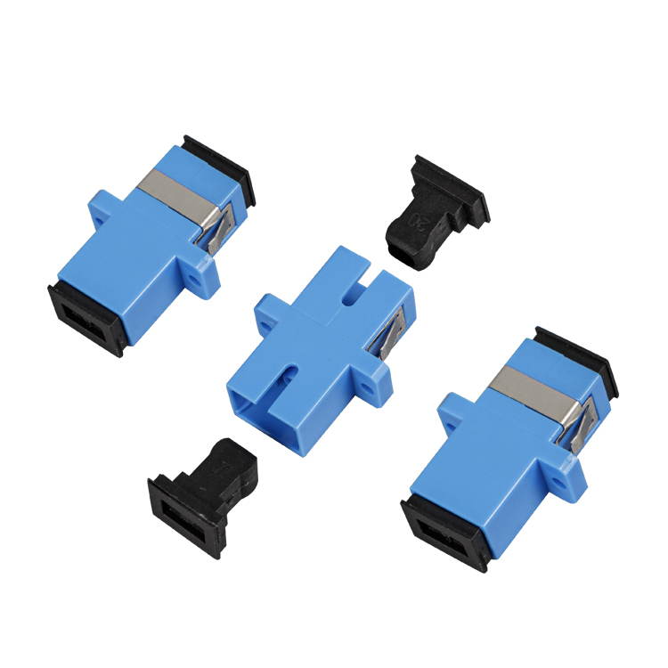 Connecteur adaptateur simplex pour fibre optique, monomode SC/UPC, bleu, avec brides