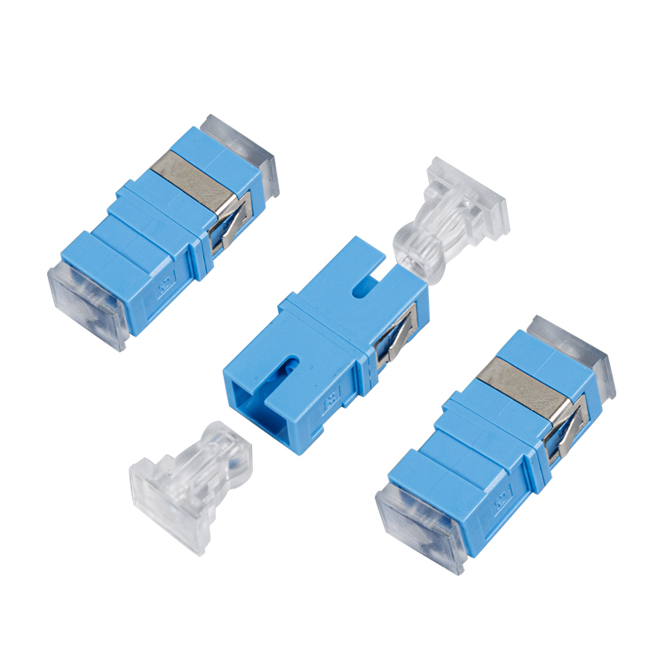 Adaptateur de fibre optique simplex, monomode SC/UPC, vert, sans collerettes, capot transparent
